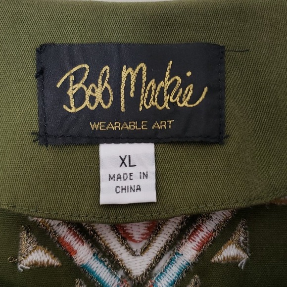 Bob Mackie Wearable Art Green Embroidered Santa Fe Shirt Jacket Shacket Size XL - Picture 8 of 11